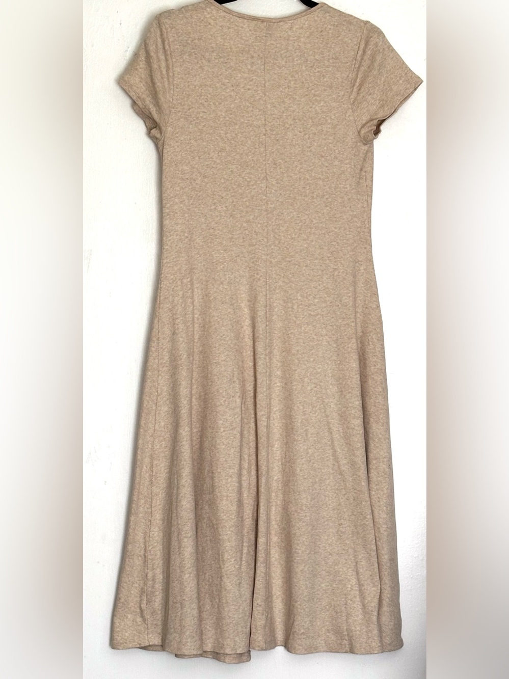 Universal Thread Short-Sleeve Ribbed Button-Front Midi Sundress Tan Size Large - Picture 3 of 5
